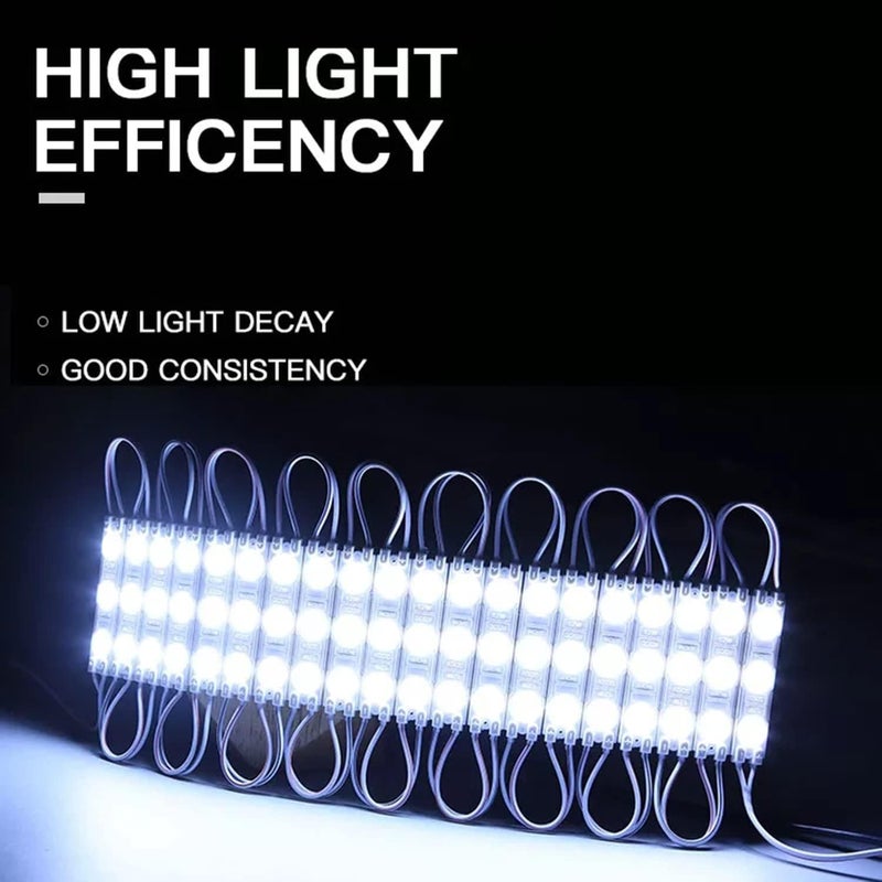 TeiNewBy LED Module, 100pcs 49.8 Ft 5730 SMD 150LM Per LED Module IP65 Waterproof Decorative Light for Letter Sign Advertising Signs with Tape Adhesive Backside (White Light) - Image 3